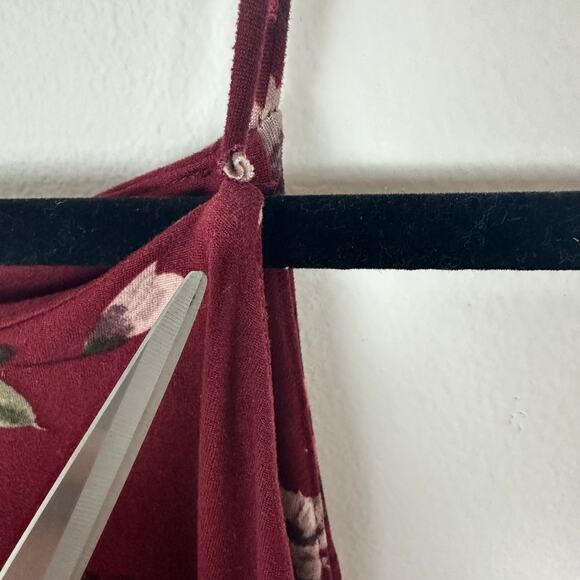 Nina Britton Spaghetti Strap Sleeveless Floral Mini Shift Burgundy Dress Large - Picture 10 of 10